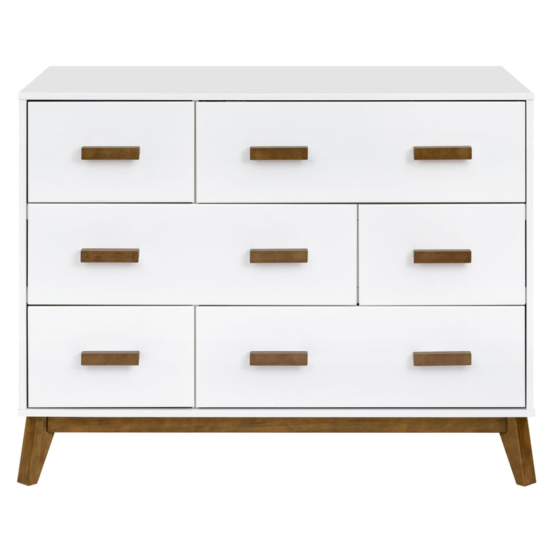 M5826WNL,Scoot 6-Drawer Dresser in White/Natural Walnut