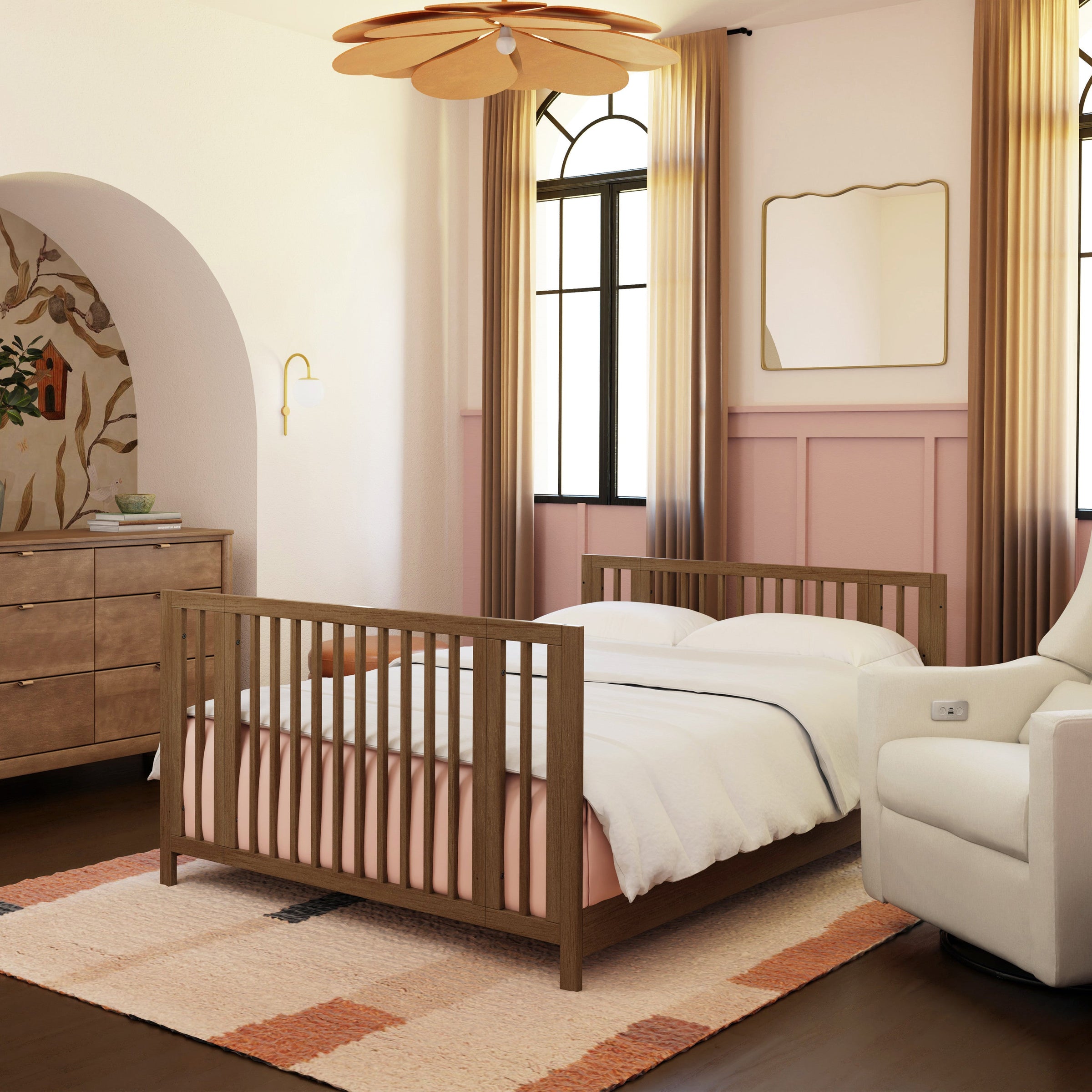 M30880NL,Rolli 9-in-1 Convertible All-Stages?? Crib w/ Bassinet & Toddler Bed Kits in Natural Walnut