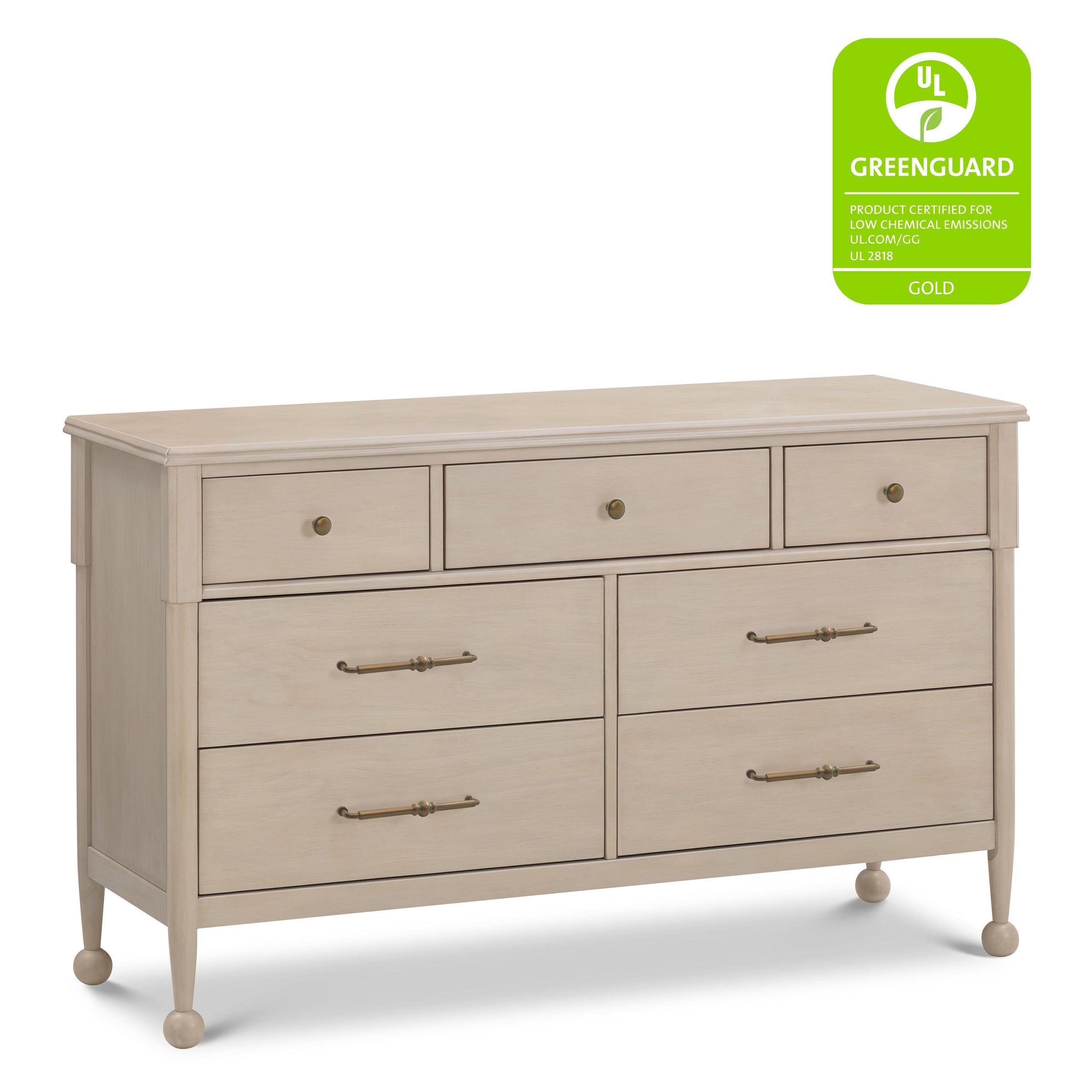 M31416WP,Alouette 7-Drawer Assembled Dresser in Washed Pine