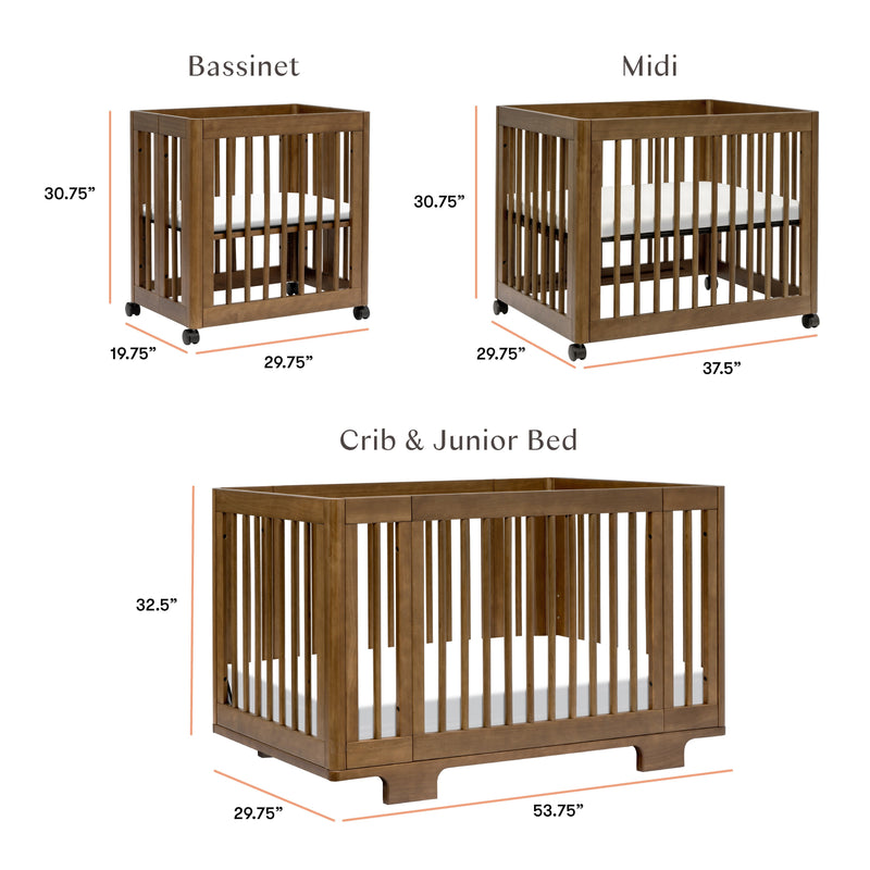 M23401NL,Yuzu 8-in-1 Convertible Crib w/All-Stages Conversion Kits in Natural Walnut