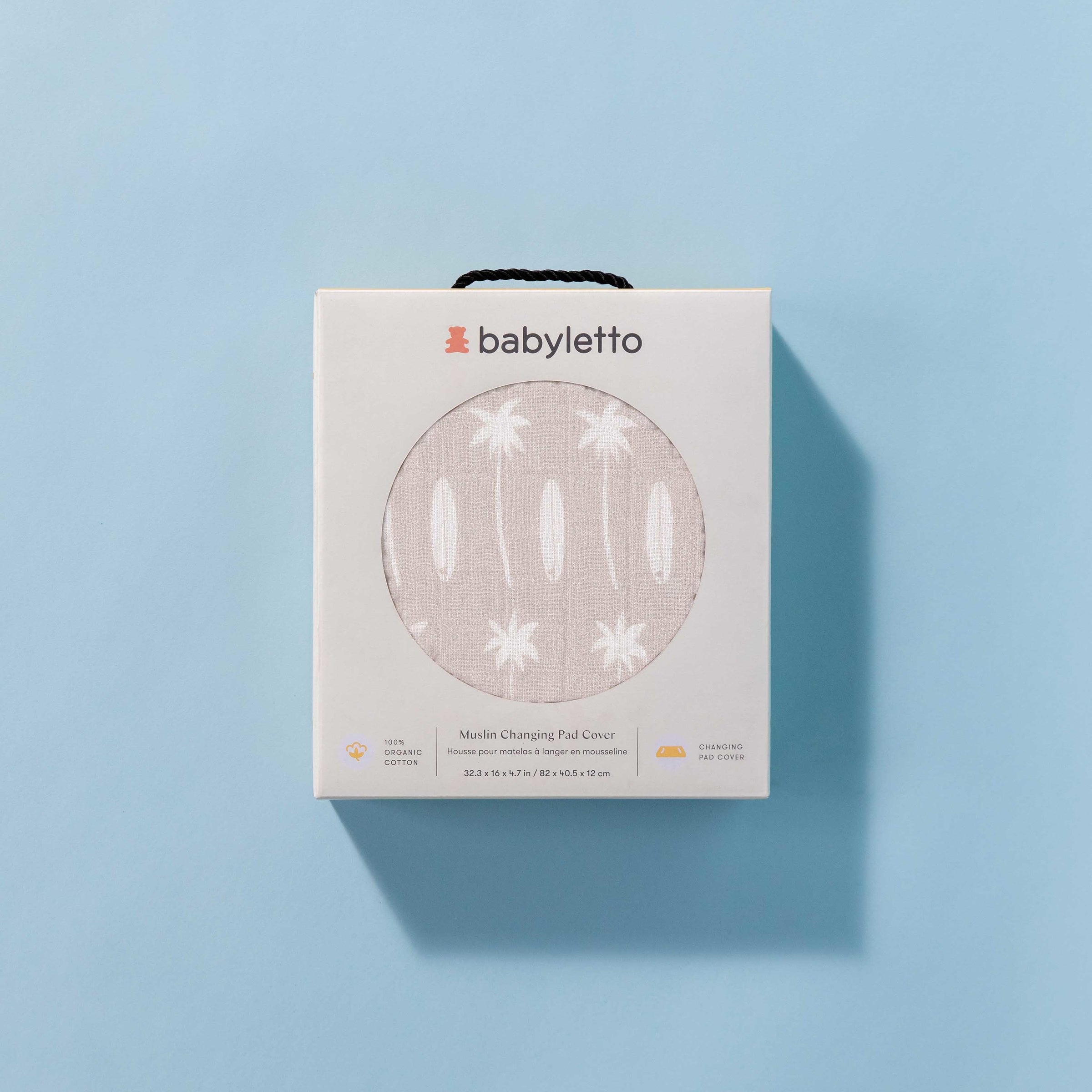 T27037,Beach Bum Quilted Muslin Changing Pad Cover in GOTS Certified Organic Cotton