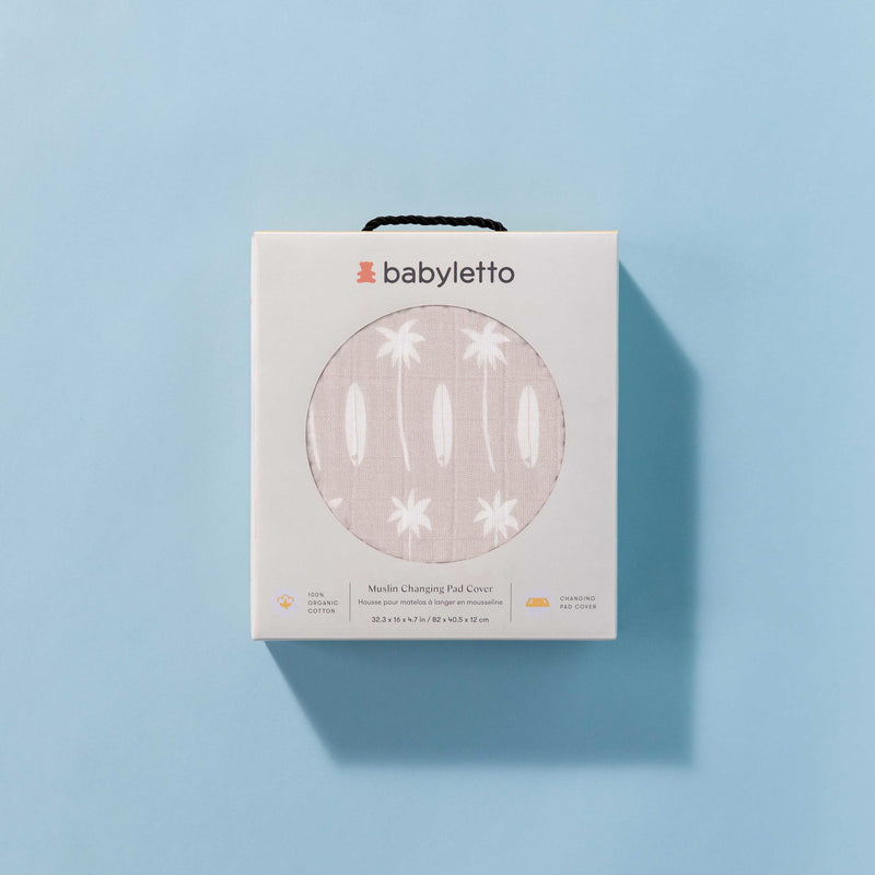 T27037,Beach Bum Quilted Muslin Changing Pad Cover in GOTS Certified Organic Cotton