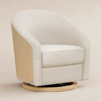 M5887WBCL,Madison Swivel Glider in Ivory Boucle and Cane w/Light Wood Base