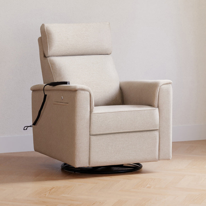 M17183PBEW,Willa Deluxe Power Glider Recliner w/Heat&Massage in Performance Beach Eco-Weave