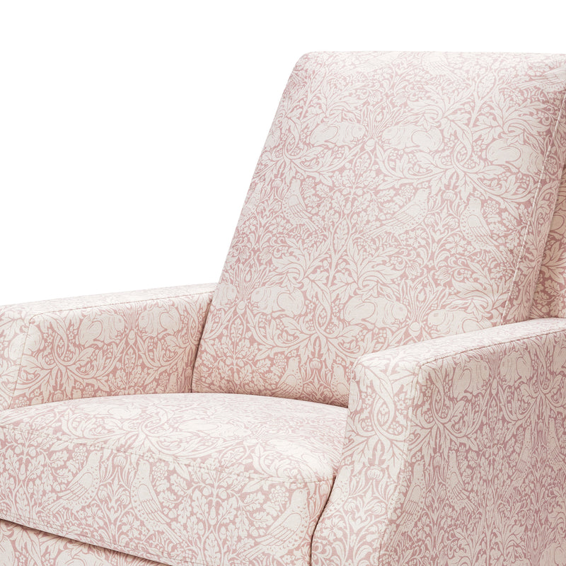 M22287PBRRDB,Crewe Recliner and Swivel Glider in Pure Brer Rabbit in Rose w/Dark Wood Base