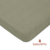 T29736MCA,Matcha Muslin Mini Crib Sheet in GOTS Certified Organic Cotton