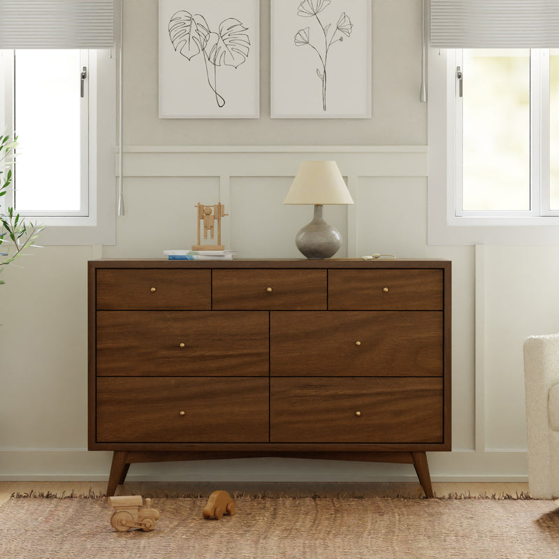 M15916NL,Palma 7-Drawer Double Dresser  Assembled in Natural Walnut