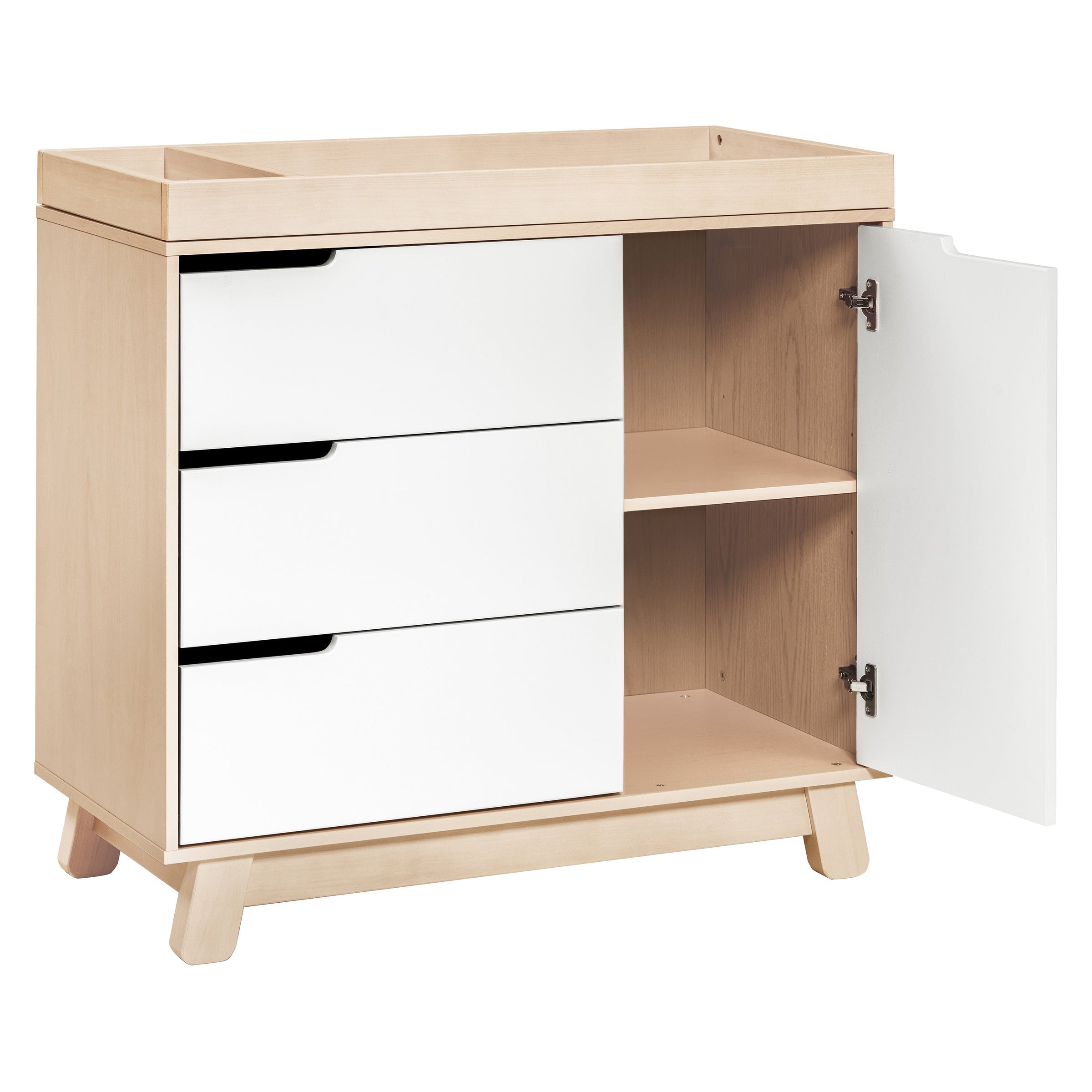 M4223NXW,Hudson 3-Drawer Changer Dresser w/Removable Changing Tray in WashedNatural/White