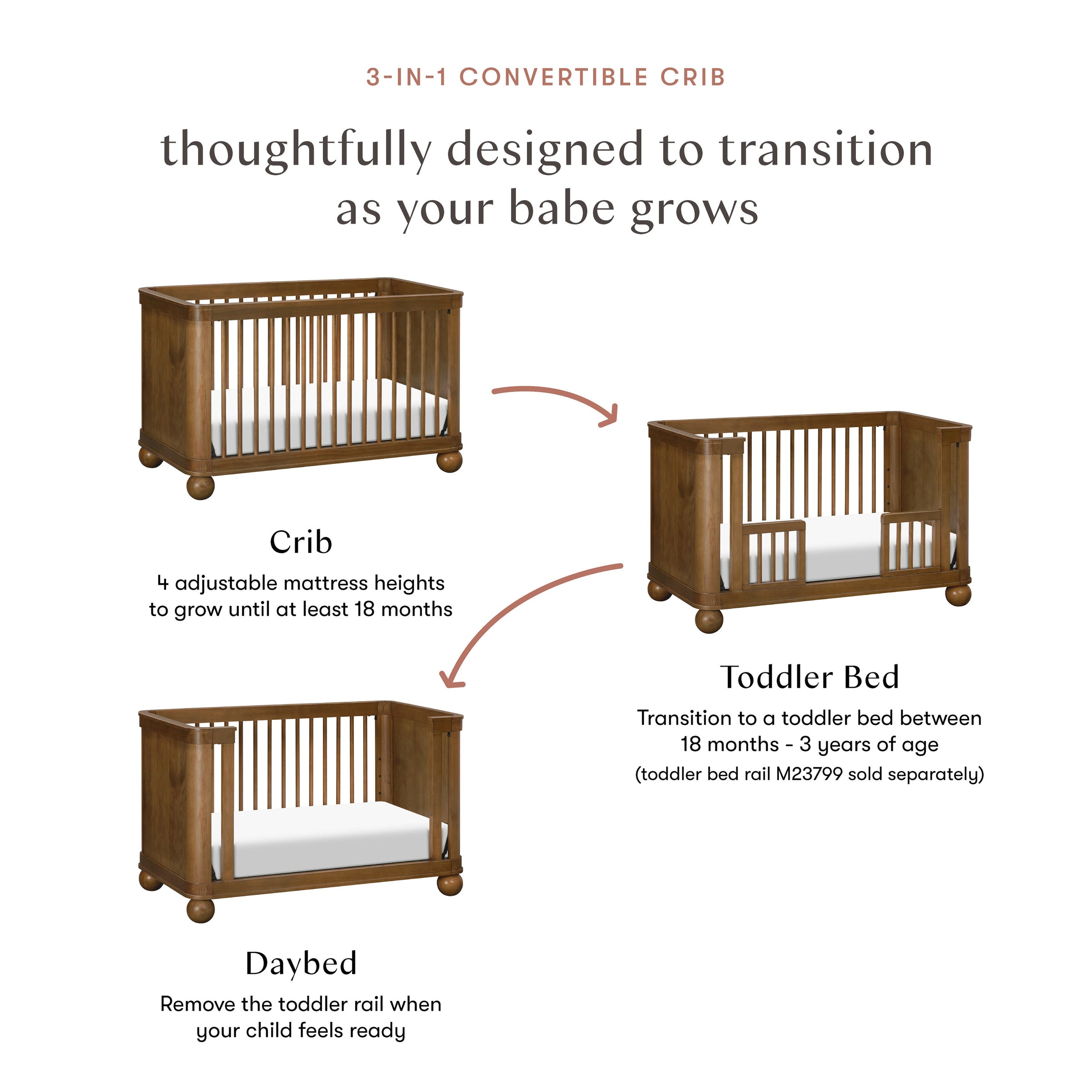 M31801NL,Crosby 3-in-1 Convertible Crib in Natural Walnut