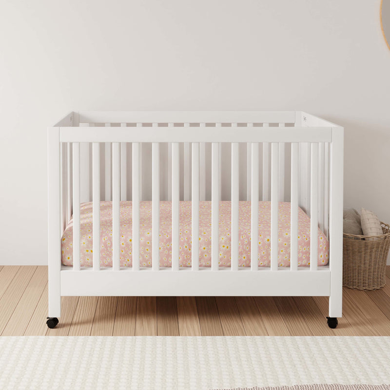 M6601W,Maki Full-Size Folding Crib w/Toddler Bed Conversion Kit in White Finish