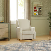 M22287FCSLB,Crewe Recliner and Swivel Glider in Fog Chatham Stripe Performance Eco-Weave w/LB