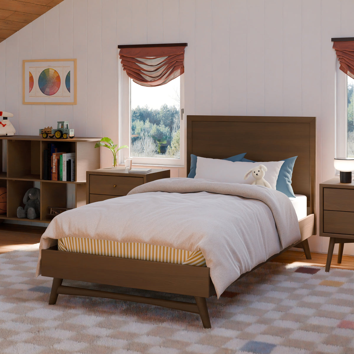 M15969NL,Palma Twin Bed in Natural Walnut