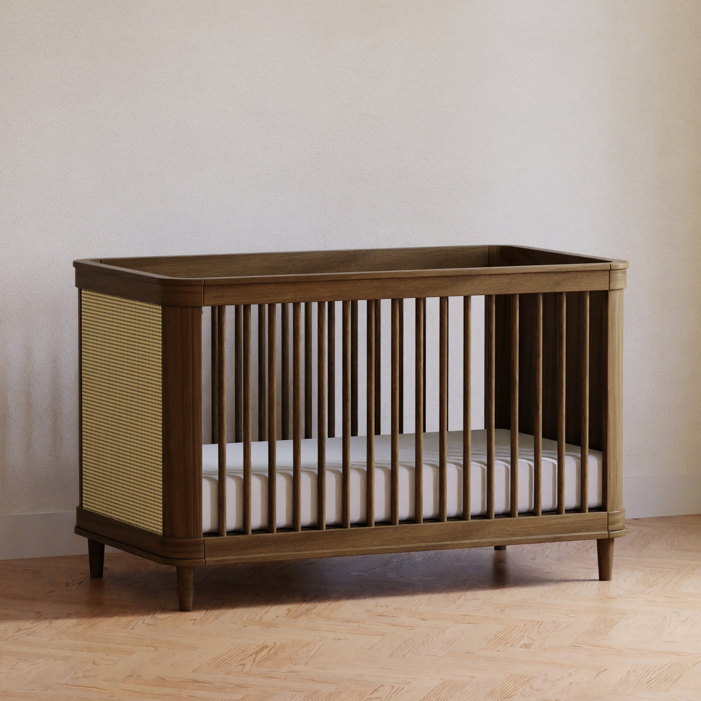 M23701NLBC,Marin with Cane 3-in-1 Convertible Crib in Natural Walnut and Blonde Cane
