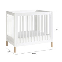 M12998WNX,Gelato 4-in-1 Convertible Mini Crib and Twin bed in White Finish w/Washed Natural Feet