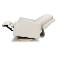 M22286WBLB,Crewe Electronic Swivel Glider Recliner in Ivory Boucle w/Light Wood Base