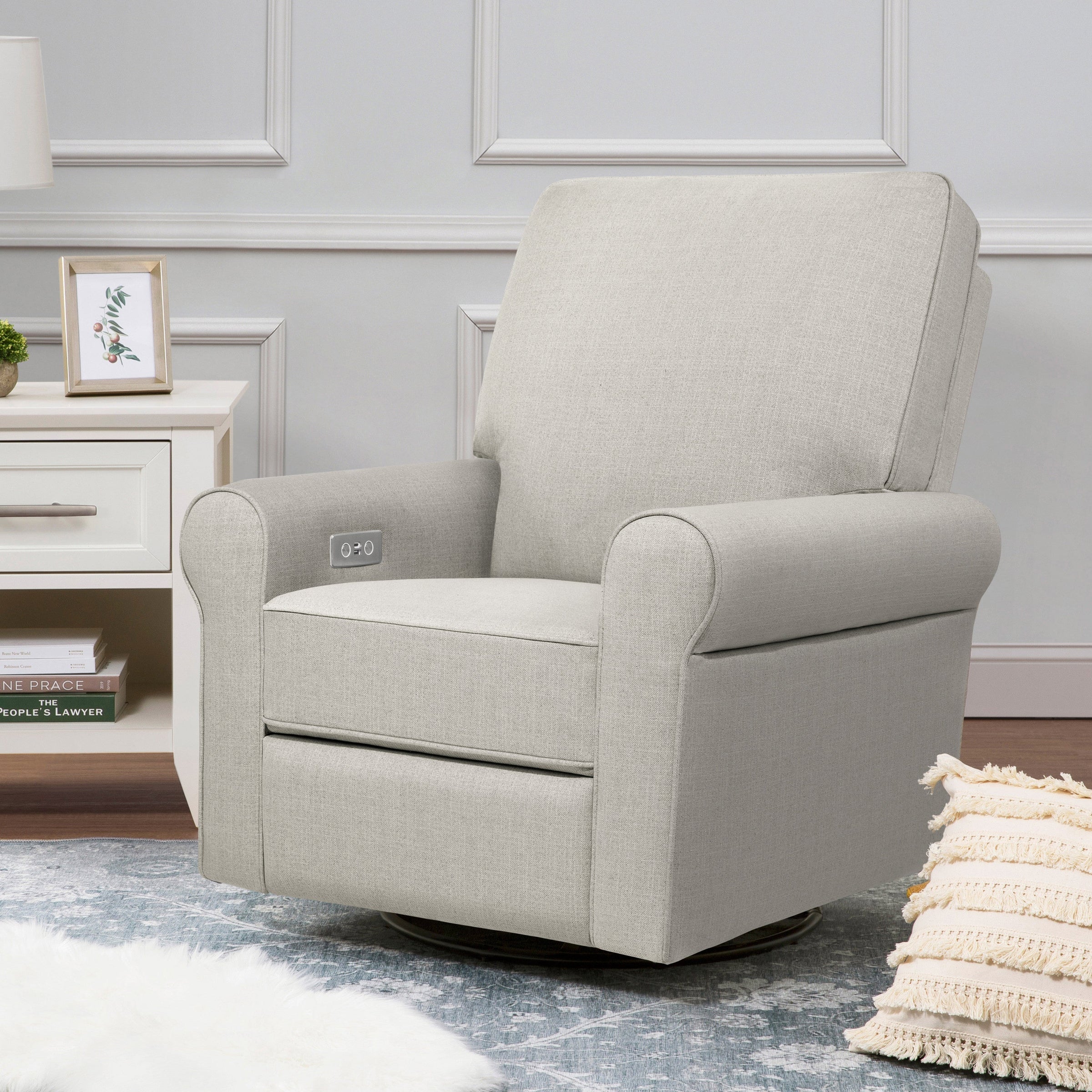 B17787PGET,Monroe Pillowback Power Recliner in Performance Grey Eco-Twill