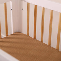 T29536BTS,Burnt Sienna Muslin Mini Crib Sheet in GOTS Certified Organic Cotton