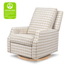 M22286TGHLB,Crewe Electronic Swivel Glider Recliner in Tan Gingham with Light Wood Base