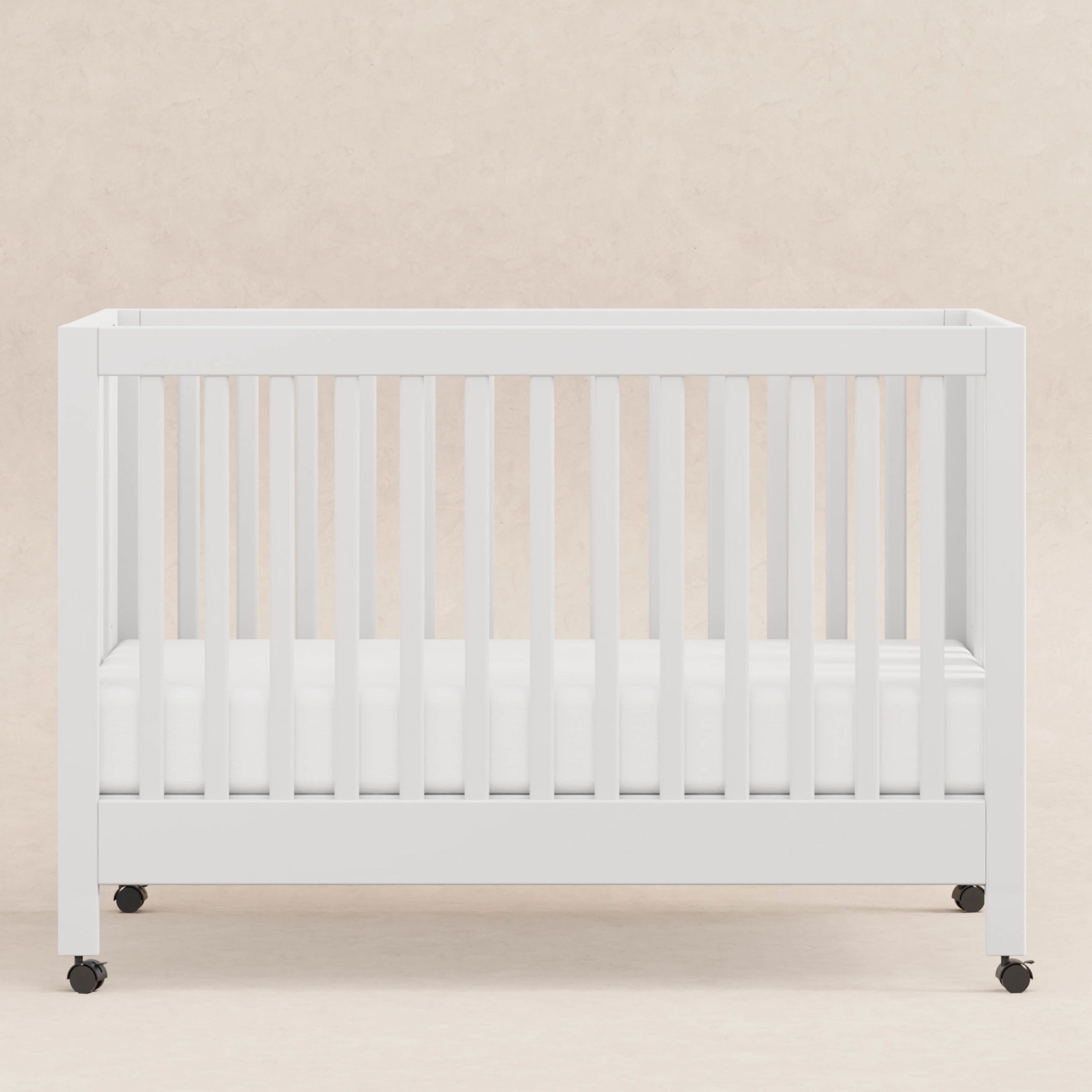 M6601W,Maki Full-Size Folding Crib w/Toddler Bed Conversion Kit in White Finish
