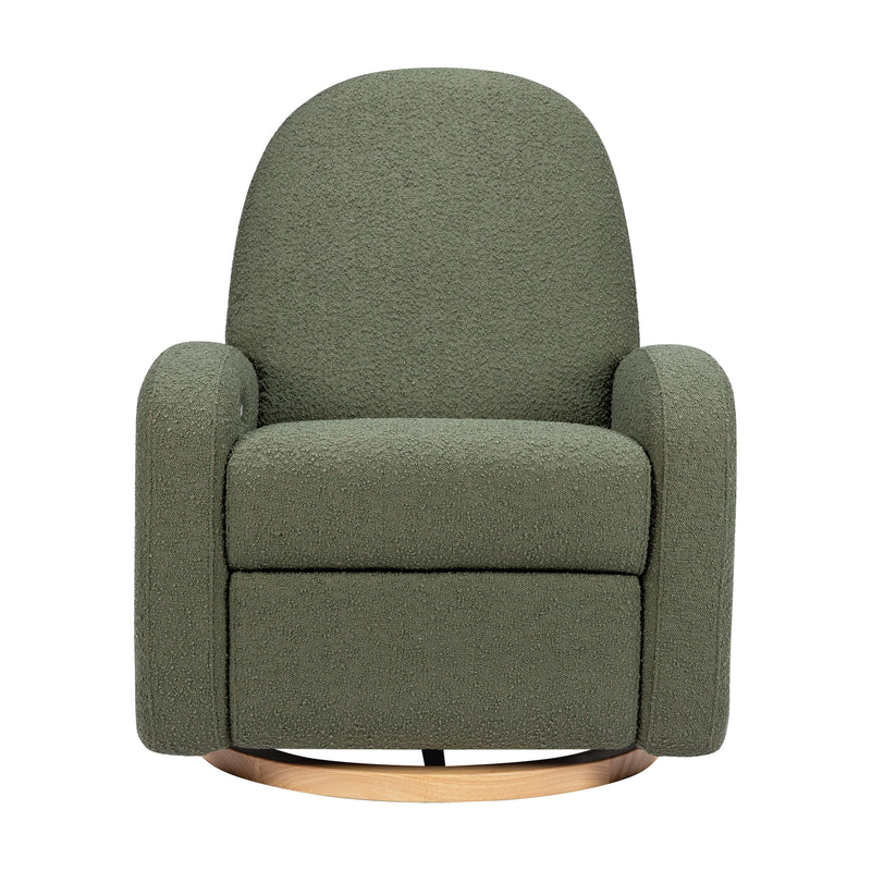 M23188OBLB,Nami Glider Recliner w/ Electronic Control and USB in Olive Boucle w/Light Wood Base