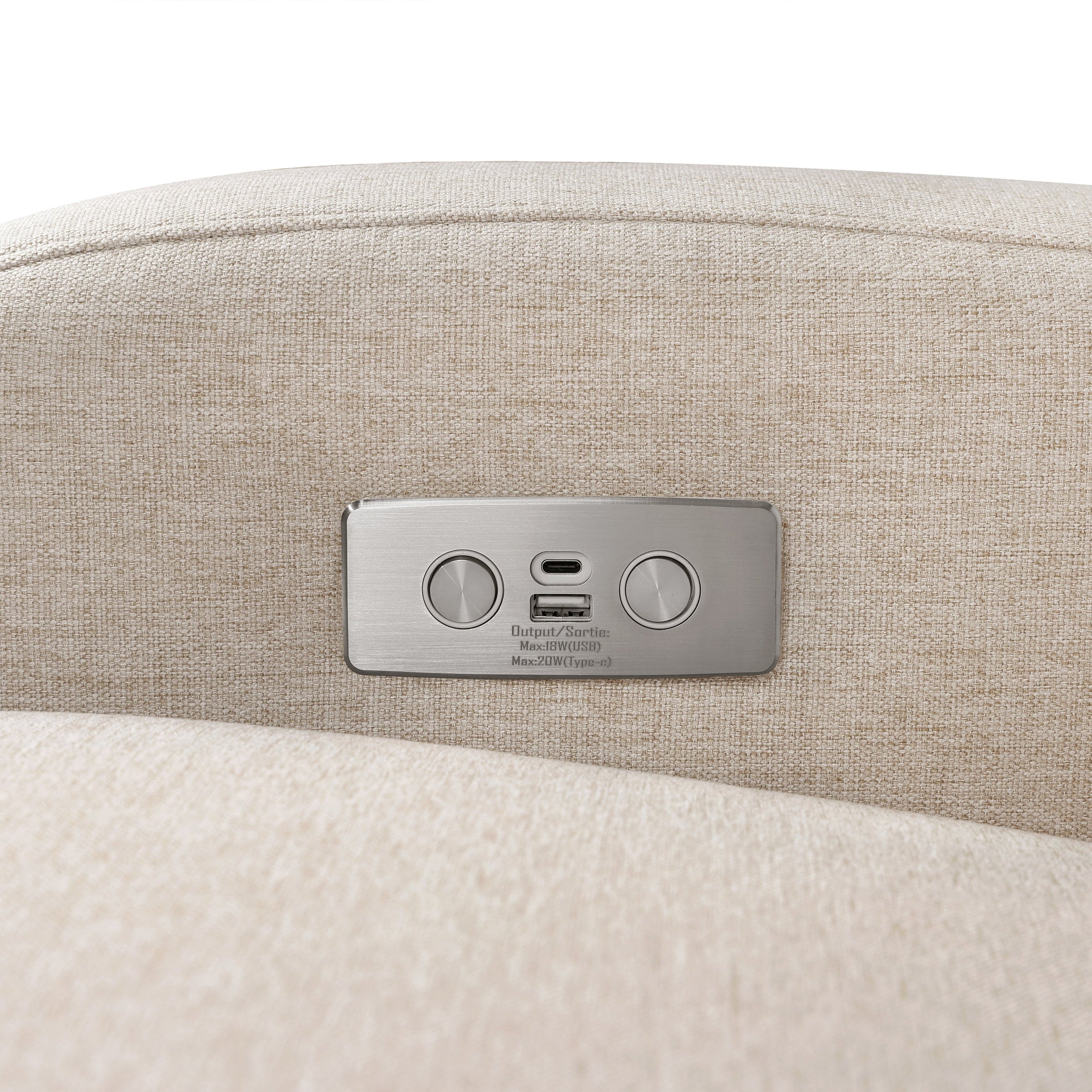 M23188PBEWLB,Nami Glider Recliner w/ Electronic Control and USB in Performance Beach Eco-Weave w/ Light Wood Base