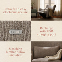 M34288ESWTB,Nate Berkus x Babyletto Westham Power Recliner in Performance Earth Slub Weave w/Toffee Base