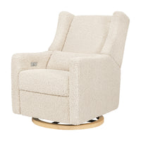 M11288ATLB,Kiwi Glider Recliner w/ Electronic Control and USB in Almond Teddy Loop w/ Light Wood Base