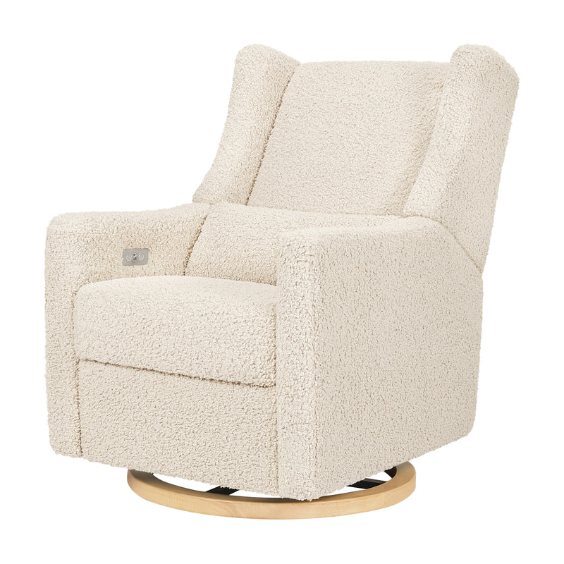 M11288ATLB,Kiwi Glider Recliner w/ Electronic Control and USB in Almond Teddy Loop w/ Light Wood Base