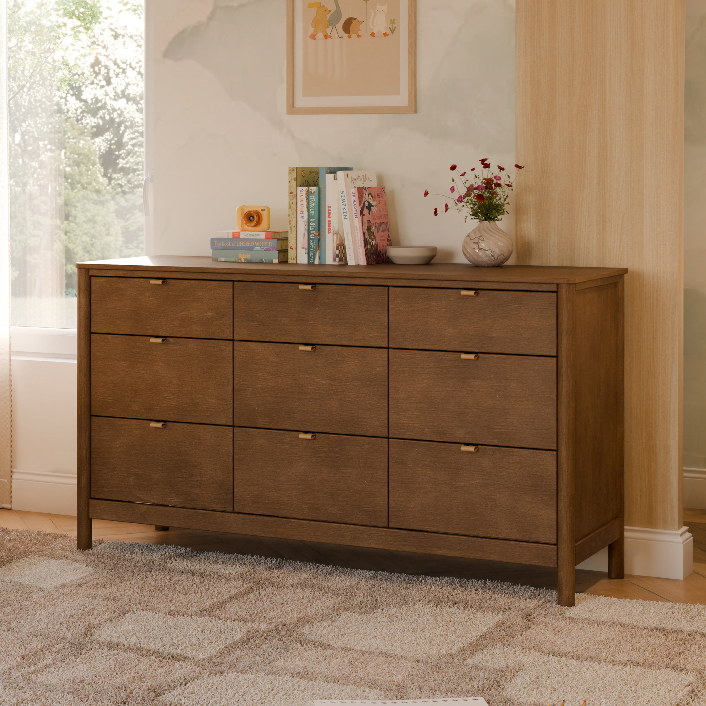 M25928NL,Bondi 9-Drawer Assembled Dresser in Natural Walnut