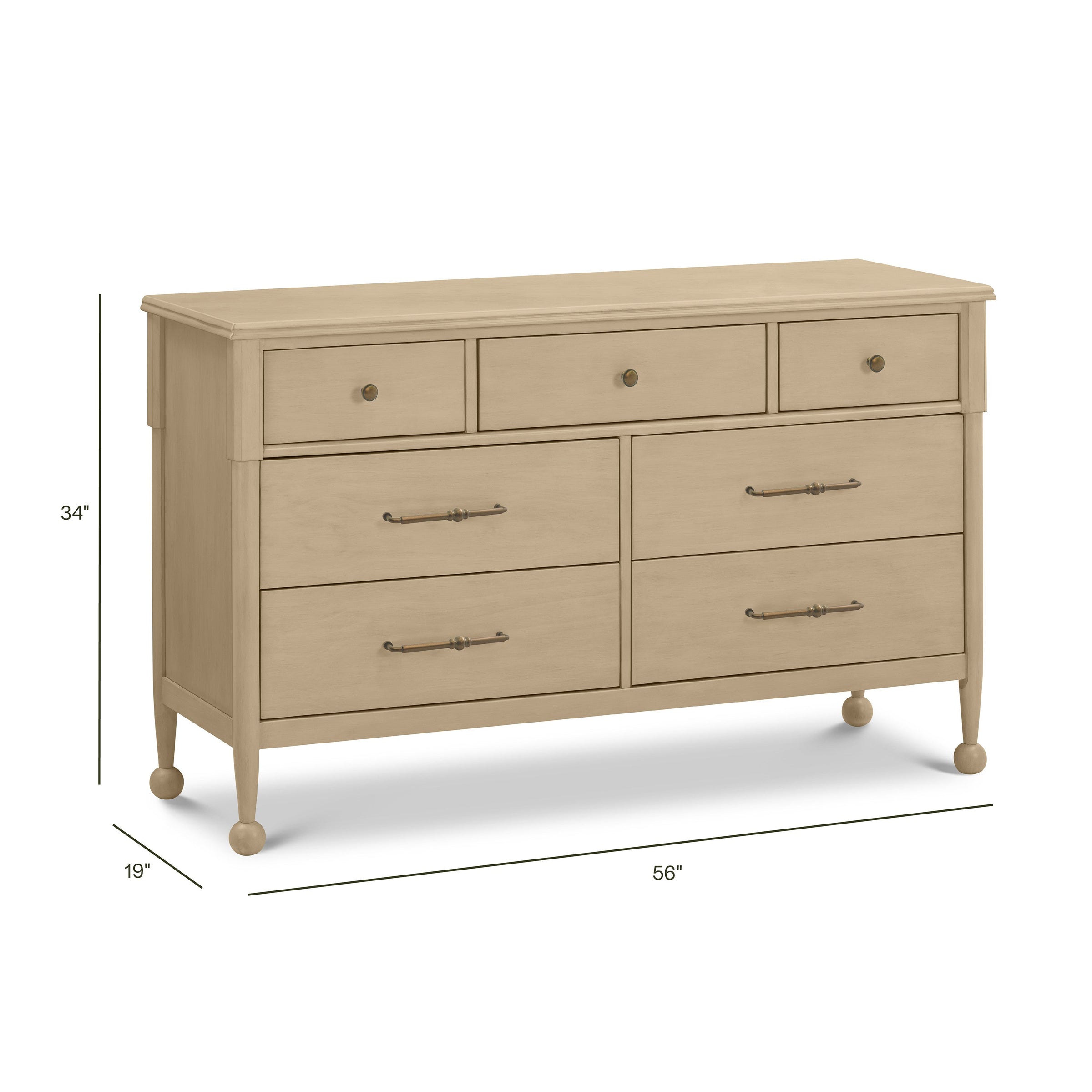 M31416WP,Alouette 7-Drawer Assembled Dresser in Washed Pine