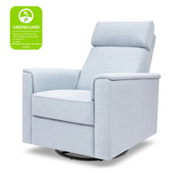 M17183PCET,Willa Deluxe Power Glider Recliner w/Heat&Massage in Performance Blue Chambray Eco-Twill