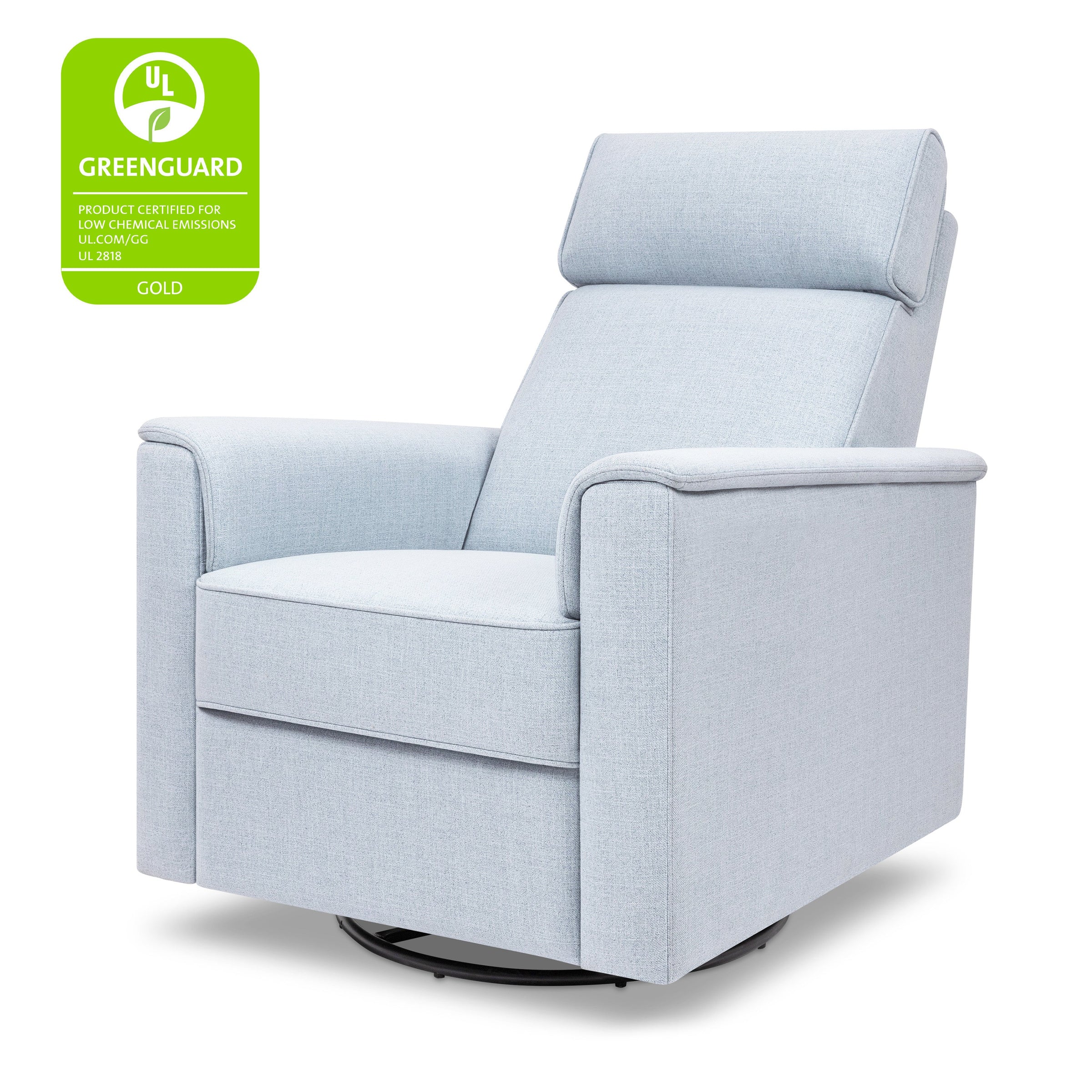 M17183PCET,Willa Deluxe Power Glider Recliner w/Heat&Massage in Performance Blue Chambray Eco-Twill