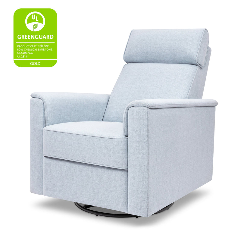 M17183PCET,Willa Deluxe Power Glider Recliner w/Heat&Massage in Performance Blue Chambray Eco-Twill