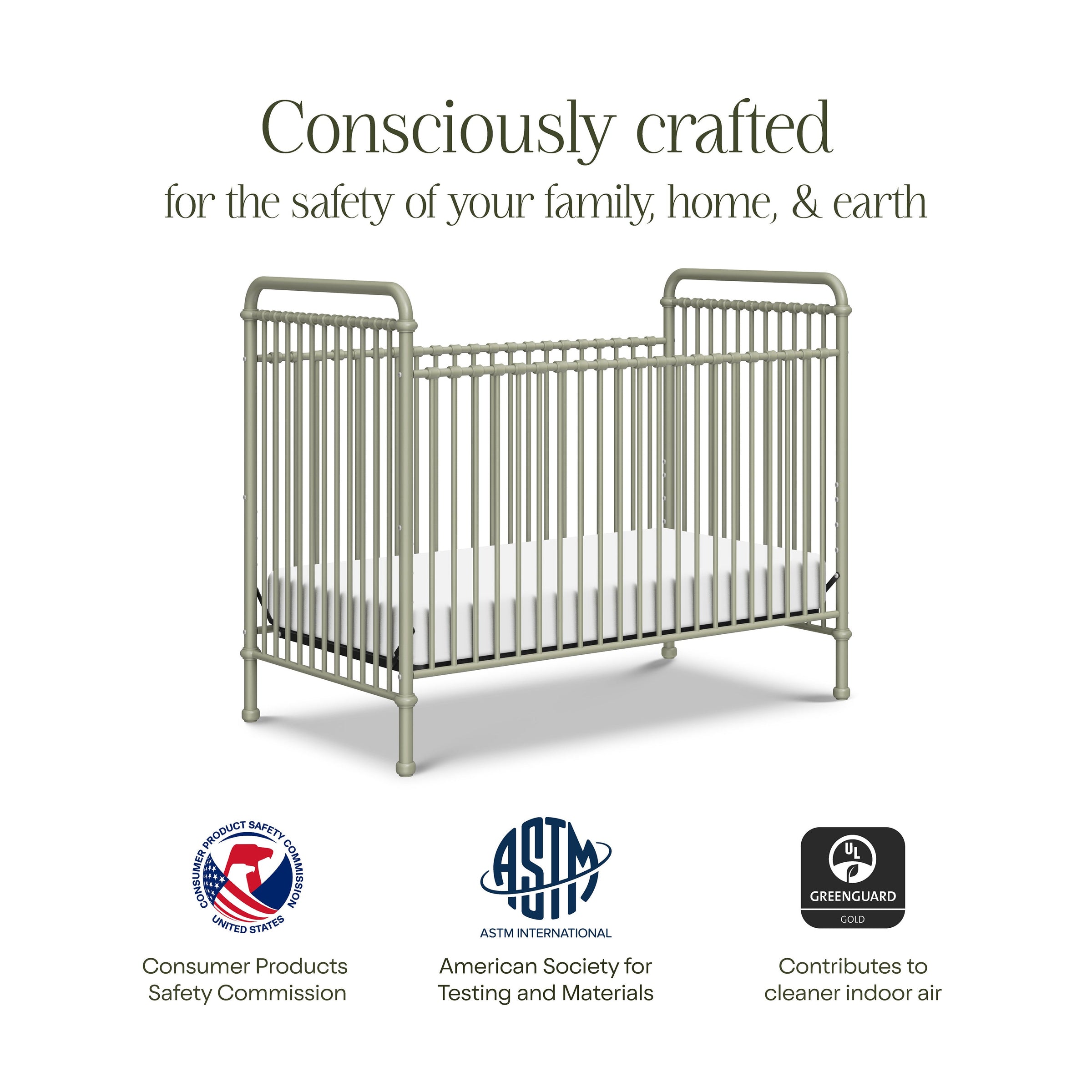 M15501HS,Abigail 3-in-1 Convertible Crib in Heirloom Sage