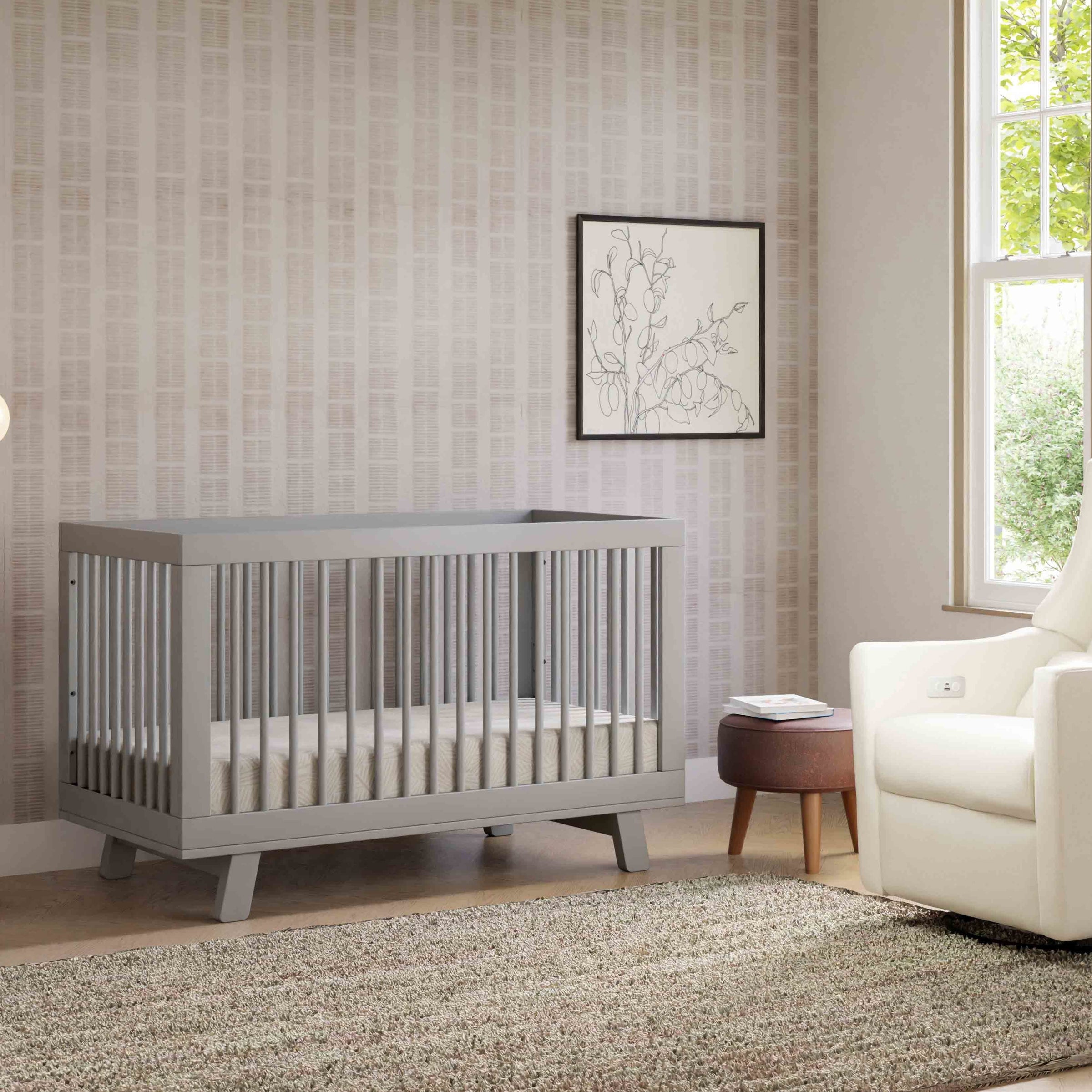 M4201G,Hudson 3-in-1 Convertible Crib w/Toddler Bed Conversion Kit in Grey Finish