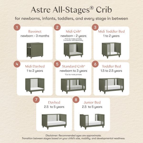 M33380AE,Nate Berkus x Babyletto Astre All-Stages Crib w/Bassinet & Toddler Bed Kits in Archival Elm
