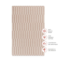 T30636,Cocoa Stripe Muslin Mini Crib Sheet in GOTS Certified Organic Cotton
