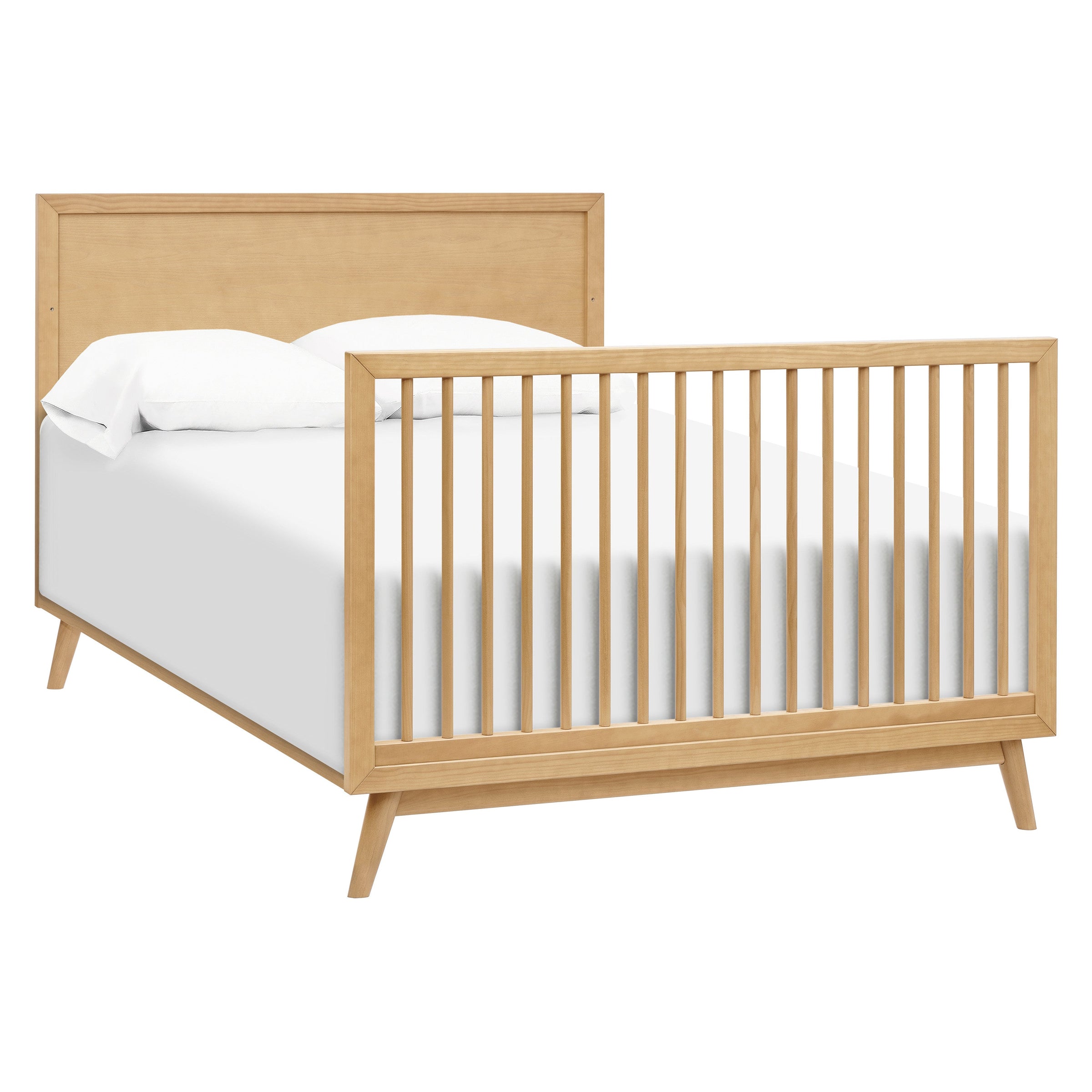 M15901HY,Palma Mid-Century 4-in-1 Convertible Crib w/ Toddler Bed Conversion in Honey