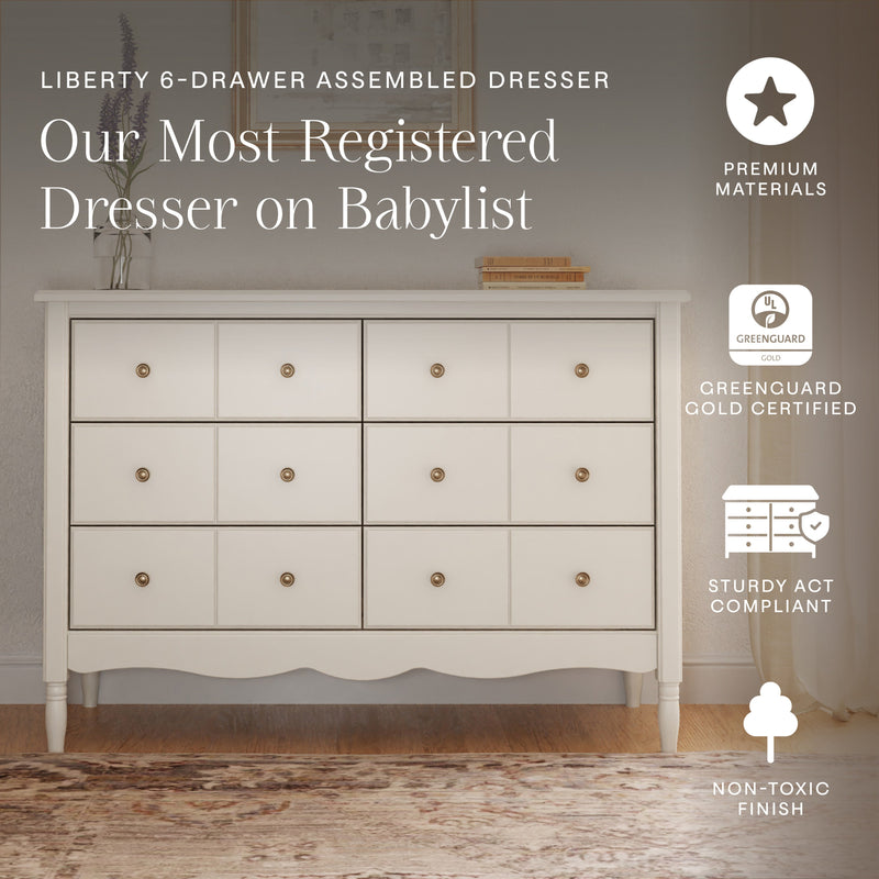M7116RW,Liberty 6-Drawer Assembled Dresser in Warm White