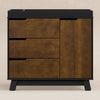 M4223BNL,Hudson 3-Drawer Changer Dresser w/Removable Changing Tray in Black/Natural Walnut