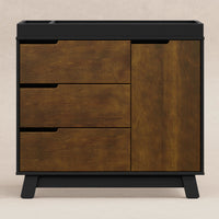 M4223BNL,Hudson 3-Drawer Changer Dresser w/Removable Changing Tray in Black/Natural Walnut