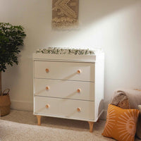 M9023WN,Lolly 3-Drawer Changer Dresser w/Removable Changing Tray in White/Natural