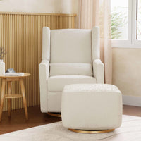 M11288WBG,Kiwi Glider Recliner w/ Electronic Control and USB in Ivory Boucle w/Gold Base
