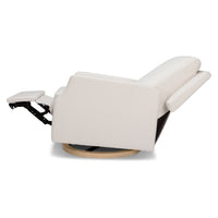 M22286PCMEWLB,Crewe Electronic Swivel Glider Recliner in Performance Cream Eco-Weave w/Light Wood Base