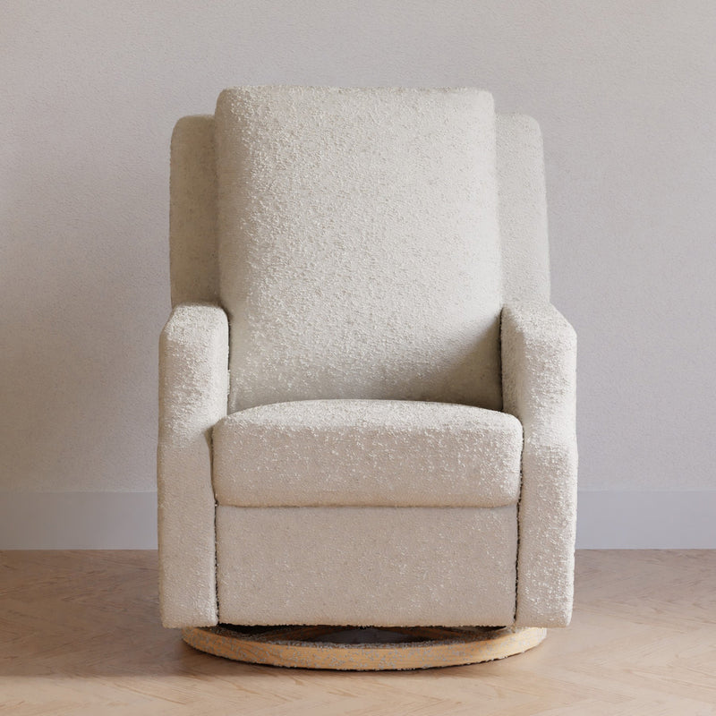 M22287WBLB,Crewe Recliner and Swivel Glider in Ivory Boucle w/Light Wood Base