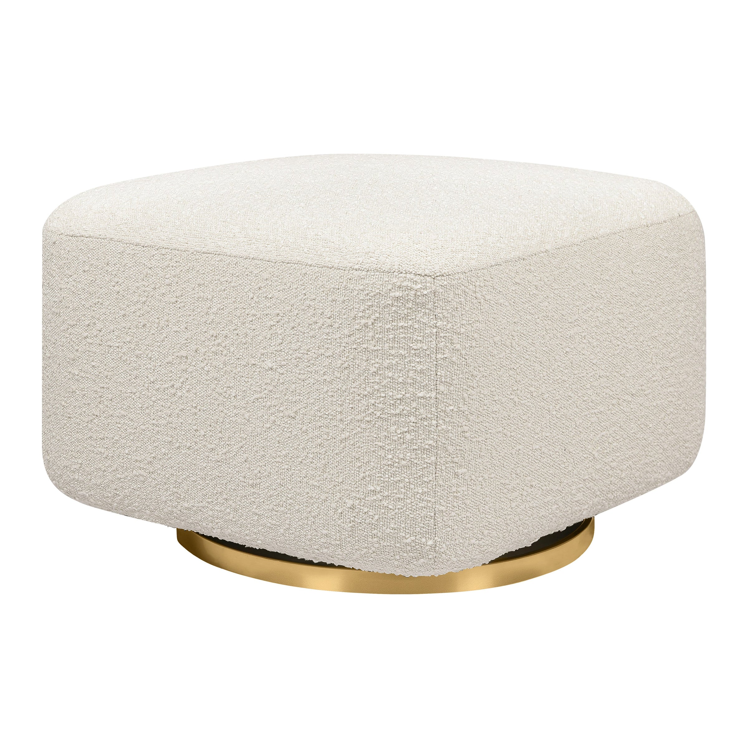 M26385WBG,Kiwi Gliding Ottoman in Ivory Boucle w/ Gold Base
