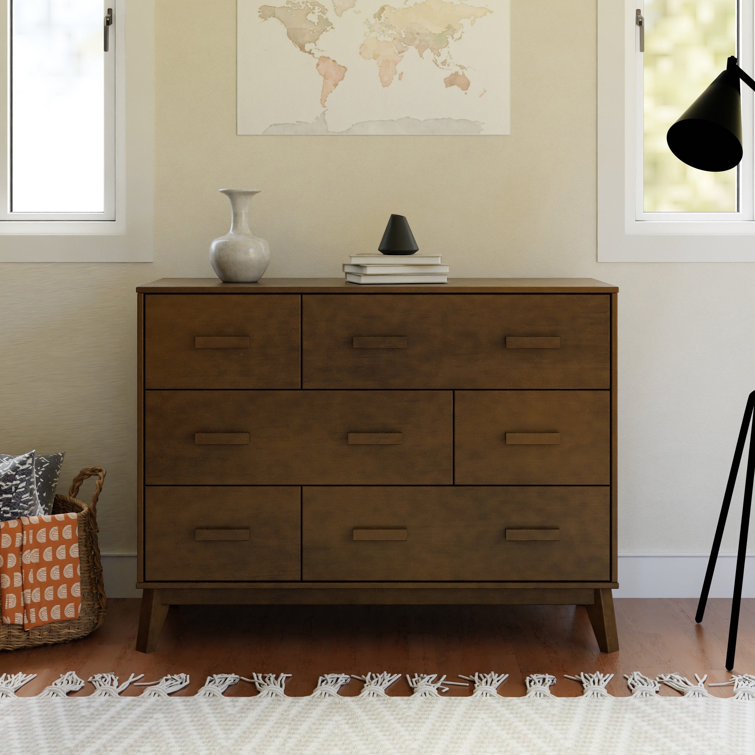 M5826NL,Scoot 6-Drawer Dresser in Natural Walnut