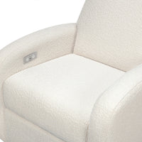 M23188WBLB,Nami Glider Recliner w/ Electronic Control and USB in Ivory Boucle w/Light Wood Base