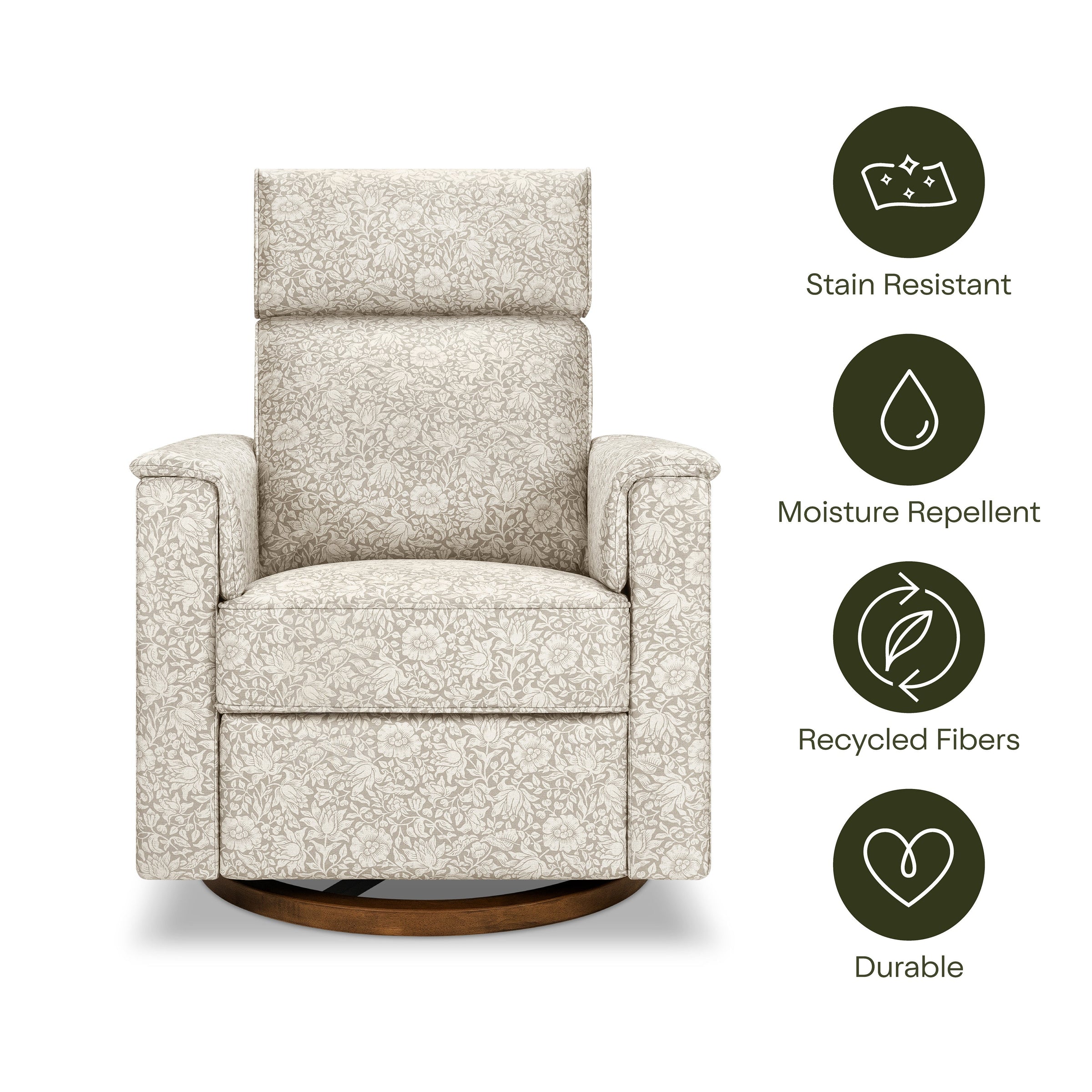 M17186MADB,Willa Plus Power Glider Recliner w/ Power Headrest in Mallow in Ash w/ Dark Wood Base