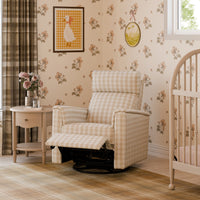 M17182TGH,Willa Pro Power Glider Recliner w/ Power Lumbar in Tan Gingham